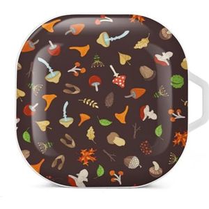 Boomtakken Herfst Bladeren Paddestoel Oordopjes Hoesje Compatibel met Samsung Hard Shell Beschermhoes Wit-Stijl