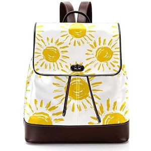 Gepersonaliseerde casual dagrugzak tas voor tiener gele zon patroon schooltassen boekentassen, Meerkleurig, 27x12.3x32cm, Rugzak Rugzakken