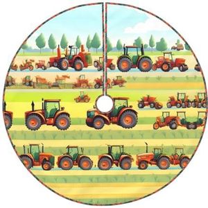 Tractor landbouw print rustieke kerstboom rok, gewatteerde kerstboom rok, perfect voor Kerstmis, Halloween