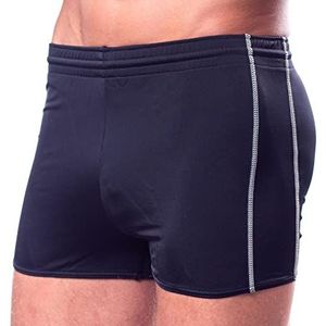 Aquarti Heren Zwemboxer met Zijstroken, Zwart/Ecru, L