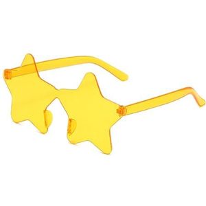 UBOHUZ 20 stuks frameloze stervormige, effen brillenglazen voor brillen, coole discobrillen voor dames en heren, modieuze pentagram-zonnebril voor dames en meisjes (geel)