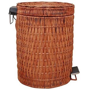 Vuilnisbakken voor binnen Fashion Creative Trash Can Waste Paper Basket Home Storage Bucket Voetbediende Rattan Weaving Vuilnisbak voor binnen(Brown,3L)