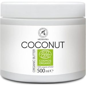 BIO Body Butter Kokosolie 500g - Cocos Nucifera - Biologische Kokosnootboter - Koudgeperst - 100% Pure Kokosnoot Bodybutter - Ongeraffineerd - Natuurlijke verzorging voor lichaam en haar - Hydraterend