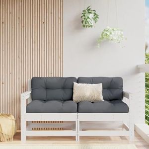 Buiten Buiten Zitten,Buiten Sectionele Sofa Eenheden-Home-Garden Hoekbanken 2 stuks Wit Massief Houten Grenen