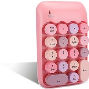 Draadloos numeriek toetsenbord, 18-toetsen draagbaar slank mini-numeriek toetsenblok Retro vintage kleurrijke ronde chocolade keycap, financieel boekhoudkundig toetsenbord voor laptop Notebook Desktop