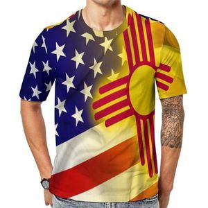 VS en New Mexico staat vlag heren korte mouw grafisch T-shirt ronde hals print casual t-shirt tops L