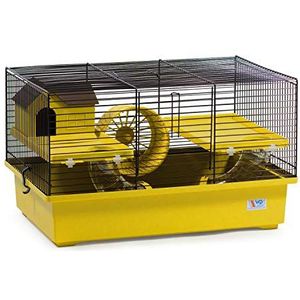 Decorwelt Hamsterstokken, geel, buitenmaten, 49 x 32,5 x 29 cm, knaagkooi, hamster, plastic kleine dieren, kooi met accessoires
