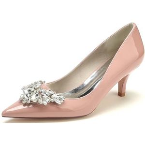 EICOFF Bruidsschoenen voor Dames Strass Jurk Pumps Gesloten Teen Trouwschoenen Hoge Hakken Comfortabele Sandalen Party Lage Schoenen,Nude pink,36 EU