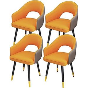 GEIRONV Eetkamerstoelen set van 4, hoge rugleuning gewatteerde zachte zitting woonkamer fauteuils waterdichte lederen keukenstoelen met koolstofstalen poten Eetstoelen (Color : Yellow+dark Gray, Siz
