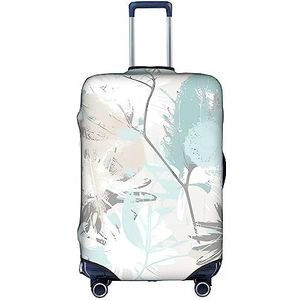 Dehiwi Mint Grijze Bladeren Bagage Cover Reizen Stofdichte Koffer Cover Rits Sluiting Koffer Protector Fit 18-32 Inch Bagage, Wit, XL