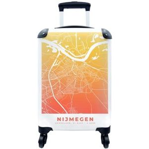 MuchoWow® Koffer - Stadskaart - Nijmegen - Rood - Geel - Past binnen 55x40x20 cm en 55x35x25 cm - Handbagage - Trolley - Fotokoffer - Cabin Size - Print