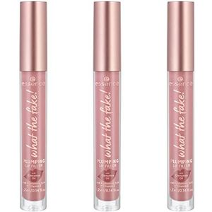 essence what the fake! PLUMPING LIP FILLER, lippenverzorging, nr. 02 oh my nude!, nude, verkoelend, vergrotend, glinsterend, glanzend, veganistisch, zonder parfum, zonder alcohol, verpakking van 3 (3 x 4,2 ml)