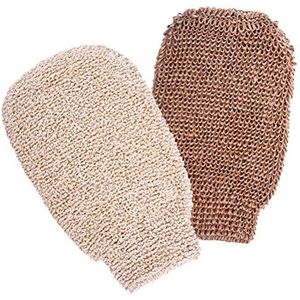 2 stuks exfoliërende dubbele textuur badhandschoenen, voor douche, spa, massage en body scrubs, dode huid celverwijderaar, schuimende en opslaan zeep handschoenen