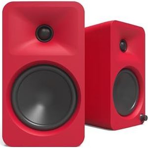 Kanto ORA4 140W Powered Reference Speakers met Bluetooth 5.0 en USB-C ingang, 4"" woofers, bi-versterkt, referentiekwaliteit geluid, paar, rood