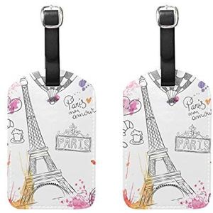 Bagagelabels,Parijse Eiffeltoren Bagagetas Tags Travel Tags Koffer Accessoires 2 Stuks Set