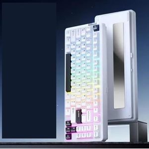 QPSJXN Drie-Mode RGB Licht Mechanisch Toetsenbord Met Hot-Swap Eigenschap Aluminium Pakking Ontwerp Compatibele Accessoires (Wit-Smart V3)