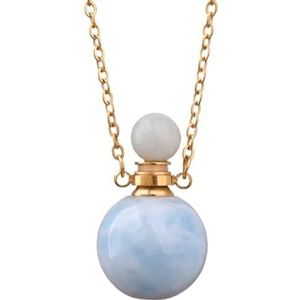 Small Roses Crystal Sphere Essential Oil Pendant Women Healing Chakra Gemstone Ball Perfume Necklace Jewelry Gift (Color : Gold_Aquamarine)