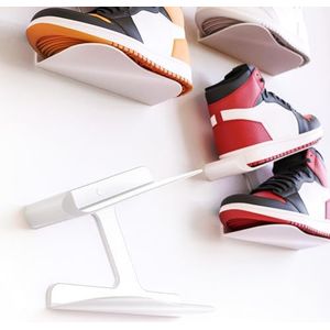 Mobilefox Sneaker-muurbeugel, schoenenhouder, schoenenplank, wandhouder, zwevend schoenenrek, display, wit