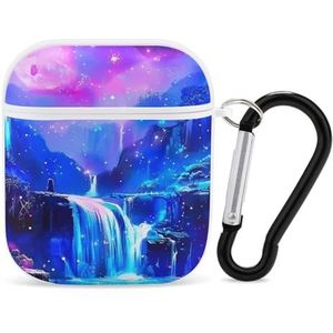 Blacklight Moon Leuke Case voor AirPods 2&1 Schokbestendige Beschermende Hoofdtelefoon Gevallen Cover Met Sleutelhanger Voor Mannen Vrouwen