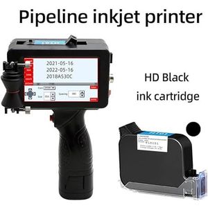 Handheld inkjetprinter, Handheld Pipe Inkjet Printer, Steel Pipe Kabel Label Lot Code Machine Draagbare Printer, Sneldrogende Kleur Vervagingsbestendig,Kantoorprinter(Printer-HD Black Ink)