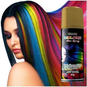KreativeKraft Haarspray, tijdelijke kleurspray, wasbare haarkleur, 200 ml (goud)