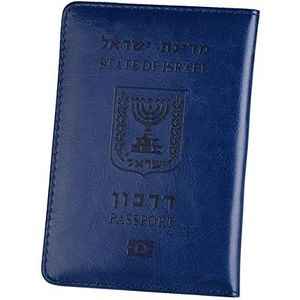 Reizen PU lederen Israël paspoort beschermhoes portemonnee mannen vrouwen Israëlische creditcardhouder beschermhoes, Blauw, 10*14.2*0.7 cm