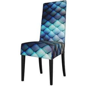 KemEng Marineblauw geometrisch patroon, stoelhoezen, stoelbeschermer, stretch eetkamerstoelhoes, stoelhoes voor stoelen