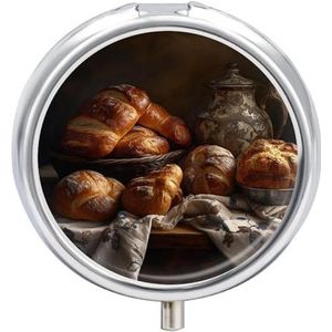 Pillendoos Deeg voor Brood Ronde Pil Case voor Portemonnee & Pocket 3 Compartiment Geneeskunde Pil Organizer Draagbare Reizen Pillendoos Geneeskunde Vitamine Kabeljauw Leverolie Opbergdoos