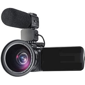 Digitale Camera, Camcorder Vlog-videocamera met microfoon Groothoeklens, 1080P Full HD, 10x optische zoom(Bundle A)