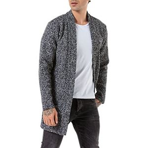 Redbridge Jas Heren Cardigan Lange Jas, grijs, XL