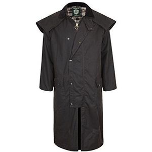 Portmann Stockman Unisex premium kwaliteit gevoerde gewaxte cape lange regenjas handgemaakt in het Verenigd Koninkrijk, Bruin, M