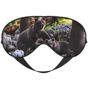 Animal Bear Print Unisex Elastische Verstelbare Gesp Ontwerp Verduisterend Slaap Oogmasker voor Thuis Reizen Yoga Kantoor Nap