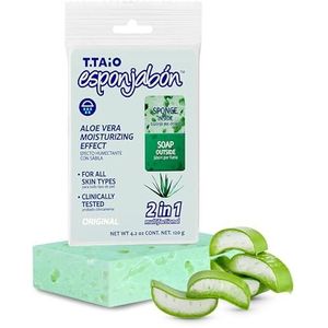 T.Taio – EsponJabón – spons + zeep 2-in-1 met aloë vera – kalmeert en hydrateert – unisex – voor alle huidtypes – 120 g