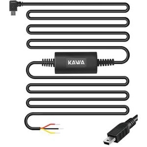 KAWA Dashcam Auto Hardwire Kit, Mini USB 3 m Hard Wire Kit voor Dashcam, Converteert 12V-24V, 24H Parking Monitor Modus, Onderspanningsbeveiliging. Compatibel met D8 & D10.