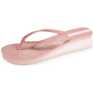 Isotoner Dames teenslippers met bloemenprint, Roze, 39 EU