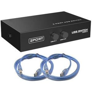 SIENOC 2-poorts lade USB 2.0 Sharing Switch Switch Box Switch Box Hub voor PC Computer Scanner Printer OVP (2-poorts schakelaar met kabel)