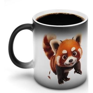 Cartoon Rode Panda Kleur Veranderende Koffie Mokken Warmtegevoelige Keramische Mok Thee Cup Unieke Geschenken