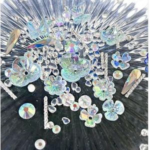 1Pc Ijs Transparante Nail Art Ornament Bloem Vlinder Steentjes Parel Klinknagels Nail Sieraden Nail Art Decoratie