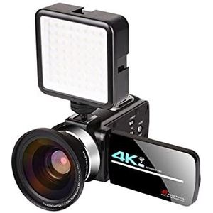 Videocamera Camcorder 4K videocamera camcorder 5 6mp WiFi Live Streaming Vlogging Camera met Touch Screen Night Vision 18x Digital Zoom Multifunctionele vlogcamera(16GB SD Card,AF2 Flash Lens)