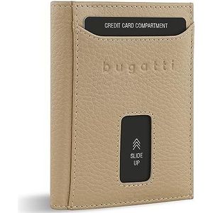 bugatti Secure Slim Mini Special portemonnee, XL voor muntgeld, RFID, leer, beige