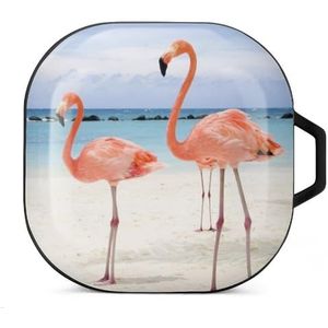 Flamingo Oordopjes Hoesje Compatibel met Samsung Hard Shell Beschermhoes Zwart-Stijl