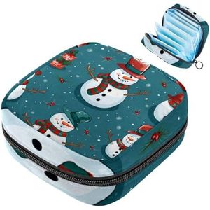 MUOOUM Kerst Sneeuwpop Patroon Maandverband Opbergtas Draagbare Menstruatie Tas Voor Vrouwen Tiener Meisjes Menstruatie Cup Pouch Nursing Pad Houder