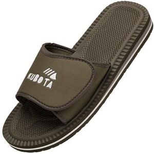 Kubota Badslippers met Klittenbandsluiting - Badslippers Heren - Slippers zomer voor strand - Schoenen voor douche en sauna - kaki - 42