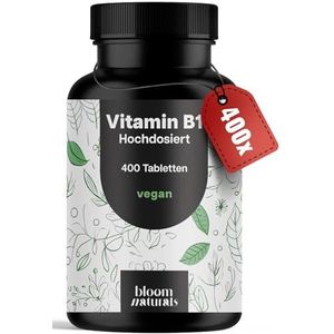 Vitamine B1 hooggedoseerd - 400 tabletten met 250 mg - Vitamine B 1 Thiamine - Vit B1 Laboratoriumgetest, veganistisch & geproduceerd in Duitsland