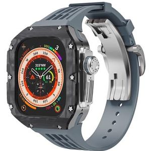 INSTR Voor Apple Horloge Ultra2/ultra 49mm Modificatie Kit Carbon Fiber Case band voor iwatch Serie 9 8 7 SE 6 5 4 45mm 44mm(Color:Silver 6,Size:For iwatch49mm)