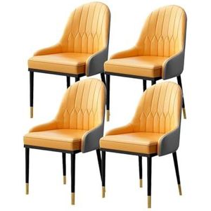 Moderne eetkamerstoelen set van 4, Scandinavische eetkamerstoel, lichte luxe keuken woonkamer stoelen PU lederen stoel met hoge rugleuning