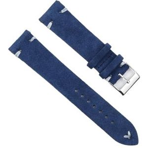 EDVENA Suède Vintage Horlogebanden Blauwe Horlogebanden Vervanging Band For Horloge Accessoires 18mm 20mm 22mm 24mm (Color : RoyalBlue-White Line, Size : 18mm)