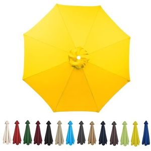 HonunGron Vervangende parasolluifel 2 m 2,7 m 3 m + 6 armen/8 armen vervanging parasol stoffen hoes voor tuintafel paraplu anti-ultraviolet vervangende parapludoek, Geel, 2.7m / 6 Arms