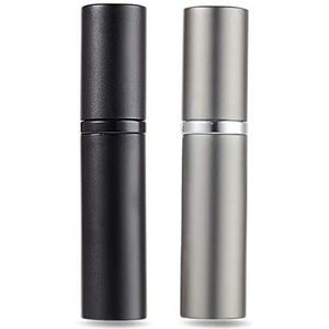 AsaNana Navulbare parfumverstuiver, vultechniek zonder trechter, leeg, spuitfles voor reizen, handtas, onderweg, 5 ml (CLA-2P, zwart en grijs)