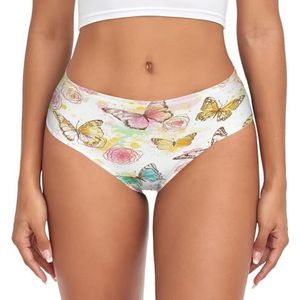 sawoinoa Roze bloem vlinder insect onderbroek dames medium taille slip vrouwen comfortabel elastisch sexy ondergoed bikini broekje, Mode Pop, XS